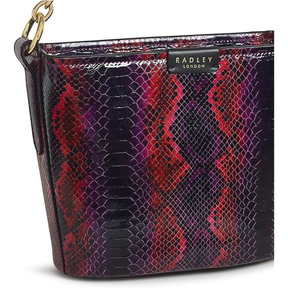 London Petticoat Hill Faux Python Leather Small Women’s Shoulder Bag in Cassis - Picture 4 of 4